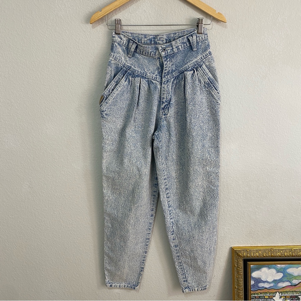 Vtg P.S. Gitano High Waisted Acid Wash Mom Jeans 100% Cotton | Size 6s W26